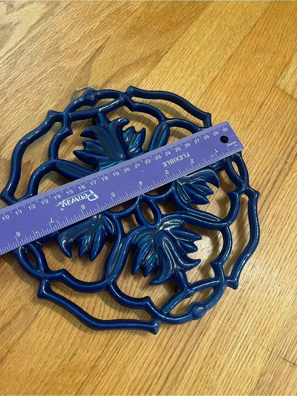 Vintage royal Blue Decorative Cast Iron Trivet